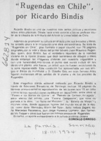 Rugendas en Chile, por Ricardo Bindis