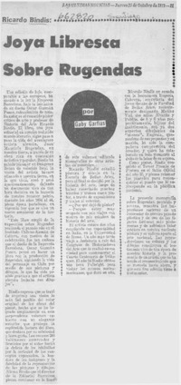 Joya libresca sobre Rugendas