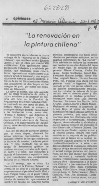 La renovación de la pintura chilena