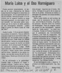 María Luisa y el oso hormiguero  [artículo] Sara Vial.