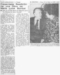 Presentada reedición de una obra de María Luisa Bombal.  [artículo]