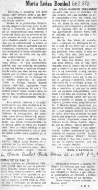 María Luisa Bombal  [artículo] Julio Ramírez Fernández.