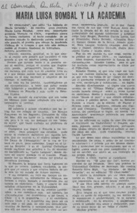 María Luisa Bombal y la academia.  [artículo]