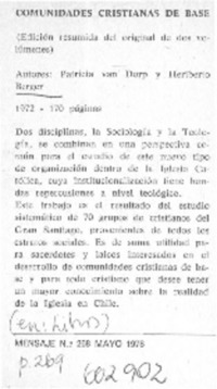 Comunidades cristianas de base.  [artículo]