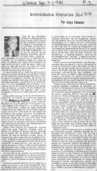 Intimidades literarias  [artículo] Jorge Edwards.