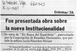 Fue presentada obra sobre la nueva Institucionalidad.  [artículo]