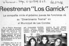 Reestrenan "Los Garrick".  [artículo]