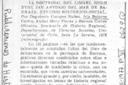 La Doctrina del Limari, siglo XVIII, San Antonio del Mar de Barraza. Estudio histórico social.  [artículo]
