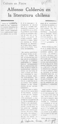 Alfonso Calderón en la literatura chilena