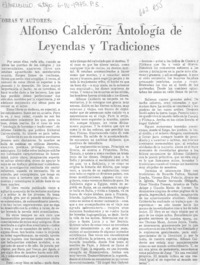 Alfonso Calderón: antología de leyendas y tradiciones.