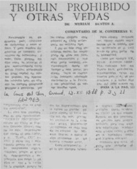 Tribilín prohibido y otras vedas  [artículo] M. Contreras V.