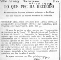 Lo que PEC ha recibido.  [artículo]