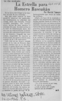 La estrella para Homero Bascuñán  [artículo] Marcial Tamayo.