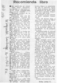 Recomienda libro  [artículo] Zarko Luksic S.