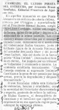 Cambiazo, el ultimo pirata del estrecho  [artículo]
