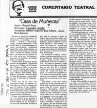Casa de muñecas"  [artículo] Jorge Tapia Vidal.