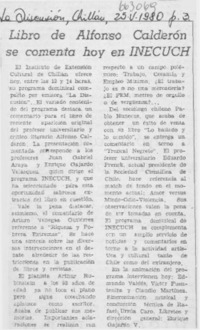 Libro de Alfonso Calderón se comenta hoy en INECUCH.