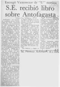 S. E. recibió libro sobre Antofagasta.
