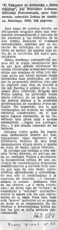 "El témpano de Kanasaka y otros cuentos".  [artículo]