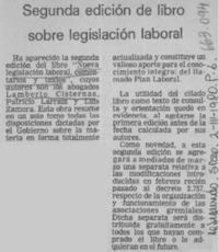 Segunda edición de libro sobre legislación laboral.  [artículo]