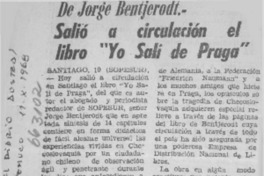 Salió a circulación el libro "Yo salí de Praga".  [artículo]