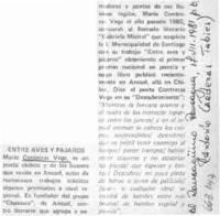 Entre aves y pájaros  [artículo] Antonio Cárdenas Tabies.