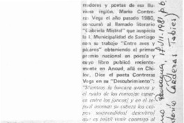 Entre aves y pájaros  [artículo] Antonio Cárdenas Tabies.