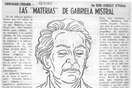 Las "Materias" de Gabriela Mistral  [artículo] Ruth González Vergara.
