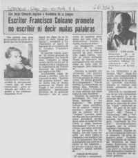 Escritor Francisco Coloane promete no escribir ni decir malas palabras.