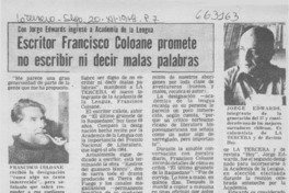 Escritor Francisco Coloane promete no escribir ni decir malas palabras.