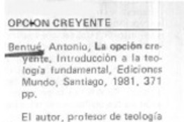 Opción creyente  [artículo] J.A.LI.