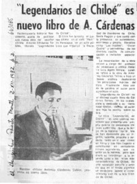 Legendarios de Chiloé" es nuevo libro de A. Cárdenas.  [artículo]