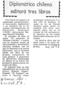 Diplomático chileno editará tres libros.