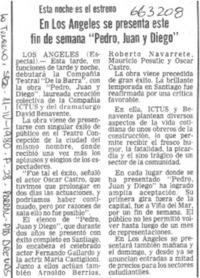 En Los Angeles se presenta este fin de semana "Pedro, Juan y Diego".