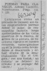 Poemas para Clavecin  [artículo] Américo.