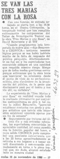 Se van las Tres Marías con la Rosa.