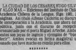 La Ciudad de los cesares, Hugo Silva y algo mas.