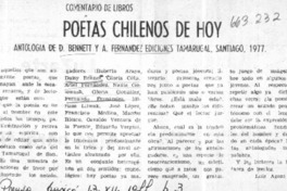 Poetas chilenos de hoy  [artículo] Luis Agoni Molina.
