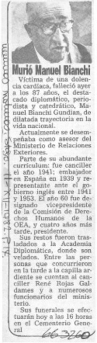 Murió Manuel Bianchi.