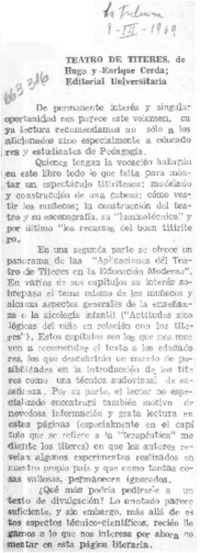 Teatro de titeres.  [artículo]