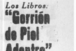 Gorrión de piel adentro  [artículo] Alberto Arraño S. J.