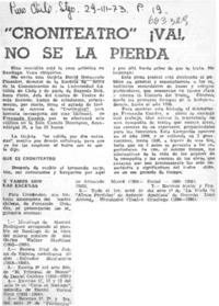"Croniteatro" ¡va!, no se la pierda.  [artículo]