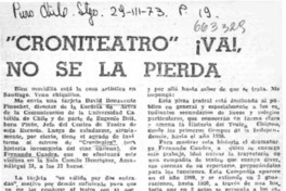 "Croniteatro" ¡va!, no se la pierda.  [artículo]