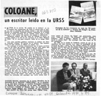 Coloane, un escritor leído en la URSS  [artículo] Vladimir Kesbisbev.