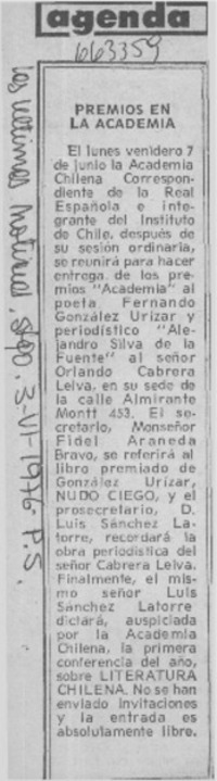 Premios en la academia.  [artículo]