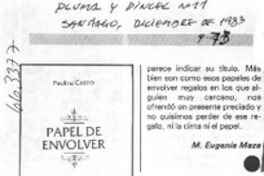 Apuntes sobre "Papel de envolver"  [artículo] María Eugenia Meza.