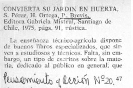 Convierta su jardín en huerta  [artículo] J.G.O.