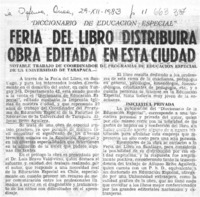Feria del libro distribuirá obra editada en esta ciudad.  [artículo]