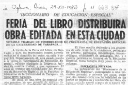 Feria del libro distribuirá obra editada en esta ciudad.  [artículo]