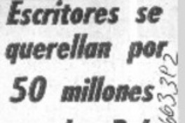 Escritores se querellan por 50 millones con don Balta.  [artículo]